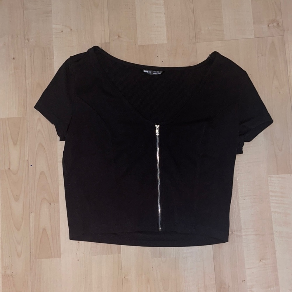 Zip Up Black Crop Top